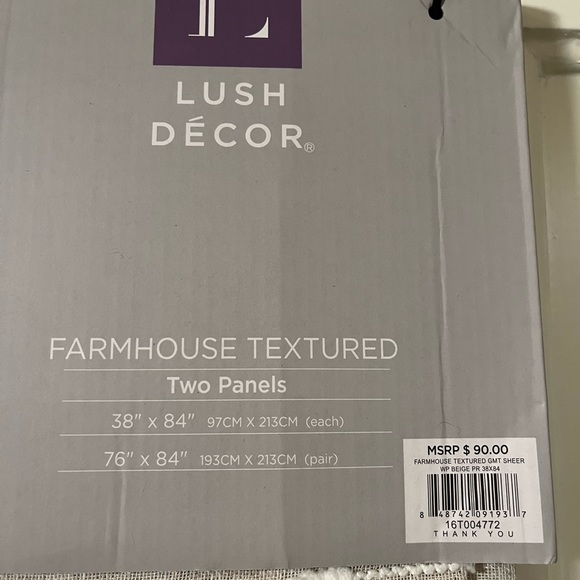Brand new pair of Semi sheer beige Farmhouse textured curtain panels 38x84 - Picture 5 of 8